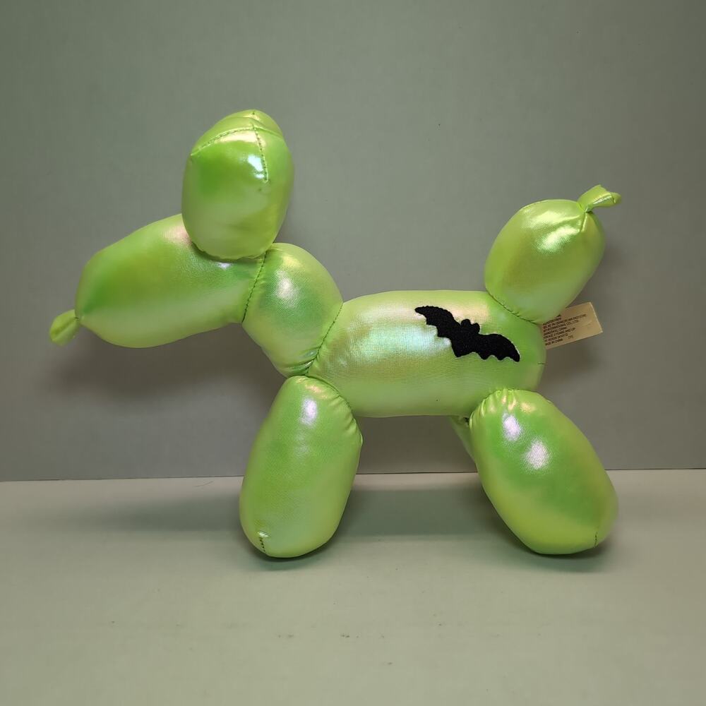 Neon Green Iridescent Balloon Dog Plush Halloween Bat Stuffed Animal MTY Int.